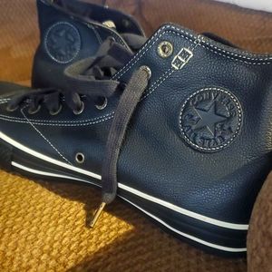 Converse, Chuck Taylors,11.5,Black Leather